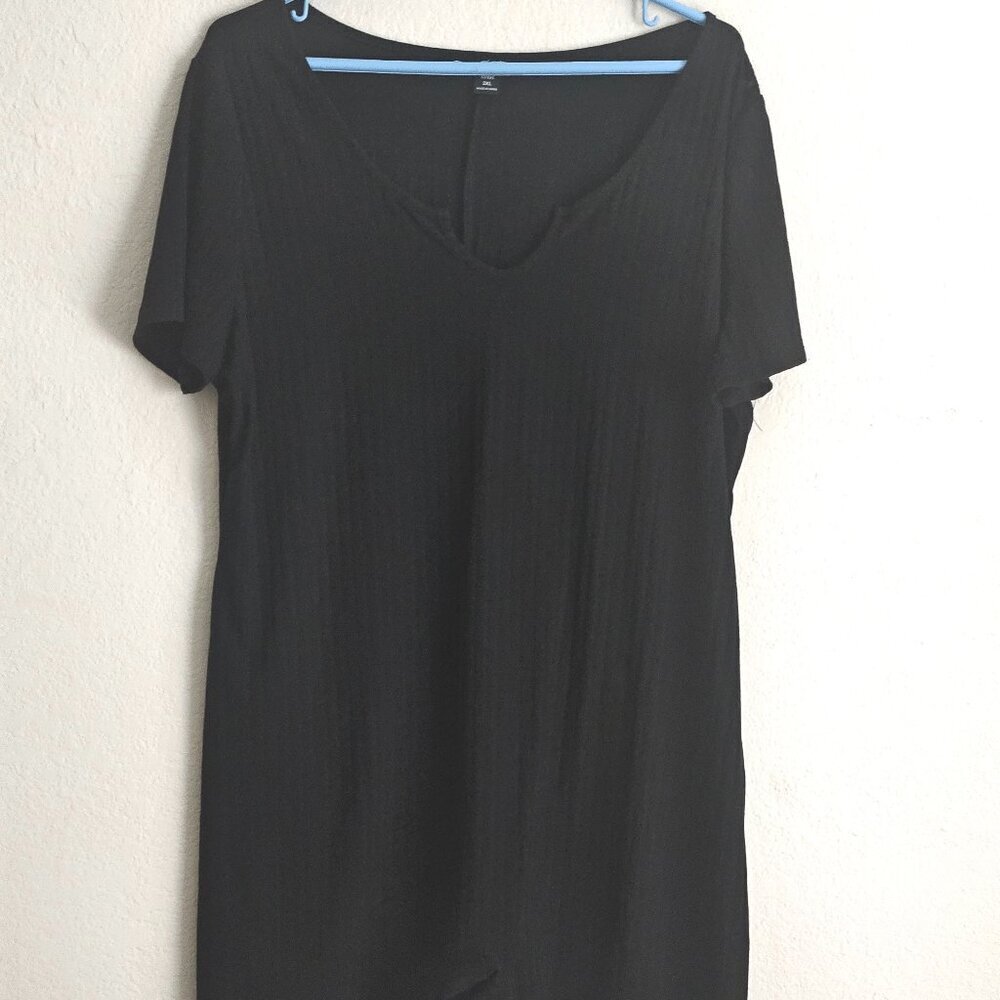 Black Summer Comfy Minamalist oversized v neck Ribbed one piece shorts romper 3X